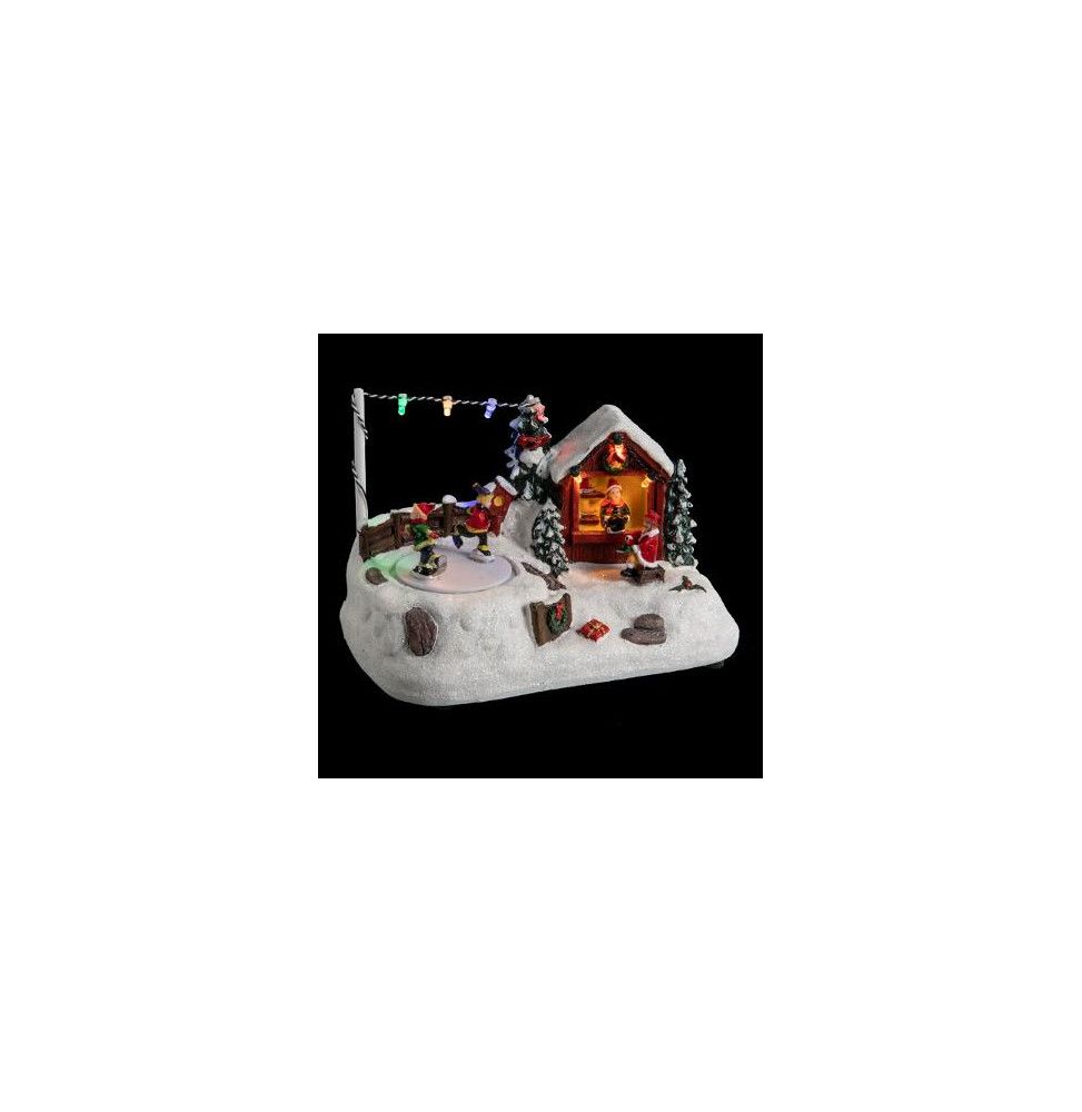 Village de Noël - L 21 cm x l 11,5 cm - Location de patins