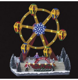 Village de Noël - L 28,5 cm x l 21 cm - Grande roue