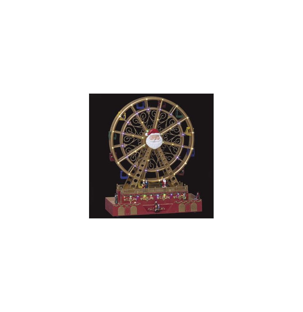 Village de Noël - L 38 cm x l 17 cm - Grande roue- Doré