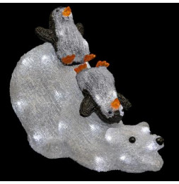 Ours et pinguin lumineux - H 35 cm - Blanc