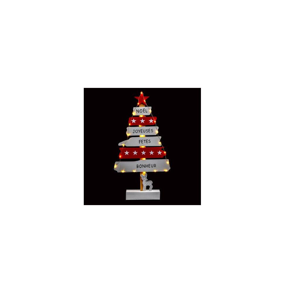 Pancarte lumineuse en sapin - H 50 cm - Rouge