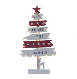 Pancarte lumineuse en sapin - H 50 cm - Rouge