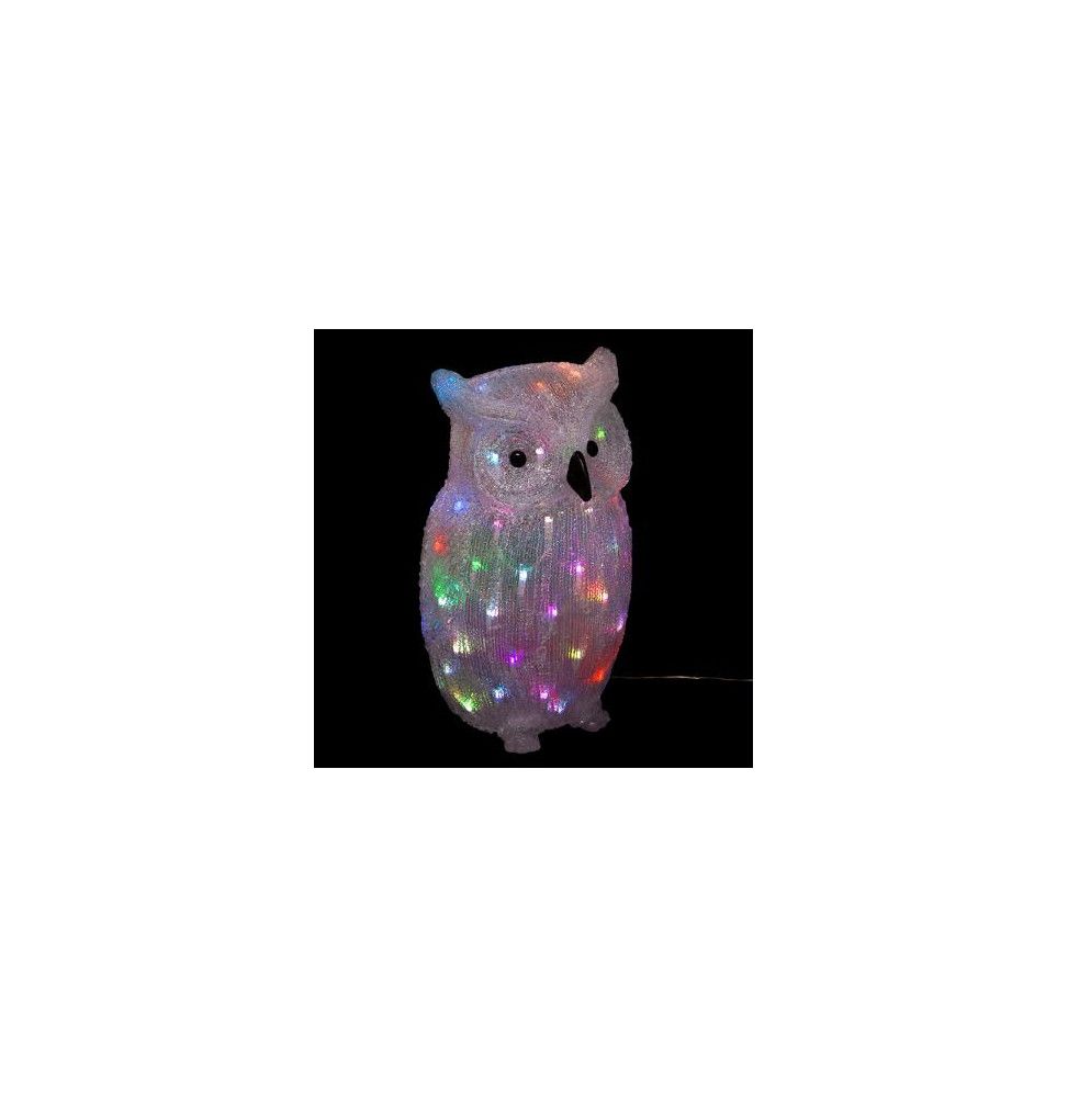 Hibou lumineux 60 LED - L 28 cm x l 34 cm - Multicolore