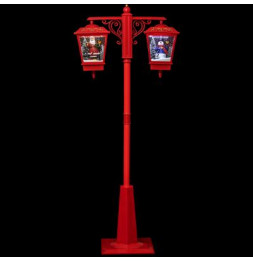 Lampadaire avec Père Noël et bonhomme de neige - L 81 cm x l 40 cm - Rouge