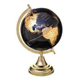 Globe terrestre socle doré - D 20 cm x H 33 cm - Noir