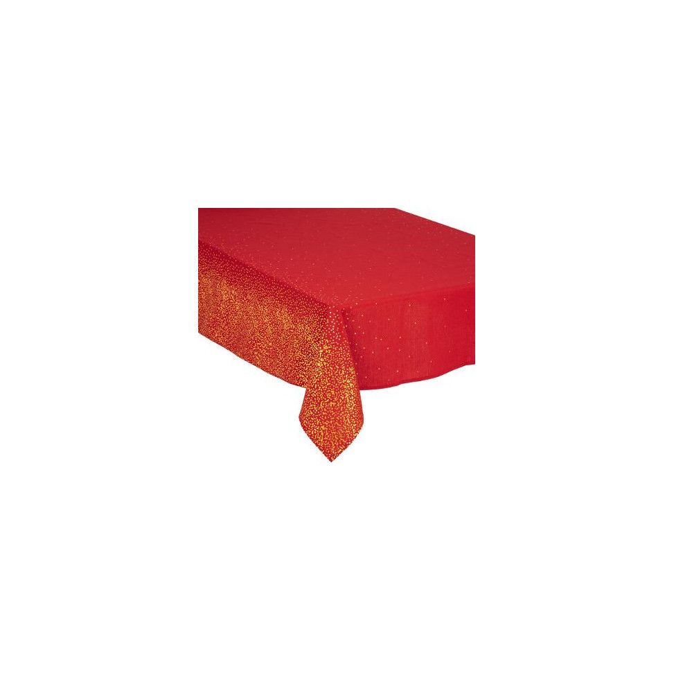 Nappe de table de Noël pailletés - 140 x 240 cm - Rouge et doré