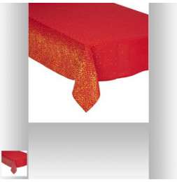 Nappe de table de Noël pailletés - 140 x 240 cm - Rouge et doré
