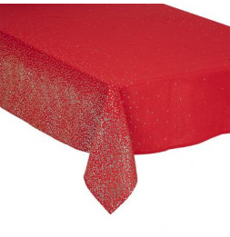 Nappe de table de Noël pailletés - 140 x 240 cm - Rouge et argenté