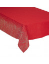 Nappe de table de Noël pailletés - 140 x 240 cm - Rouge et argenté