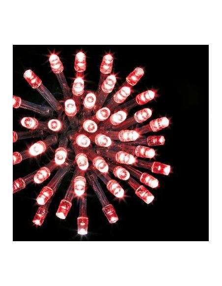 Guirlande lumineuse avec timer 200 LED fil transparent - 20 mètres - Rouge