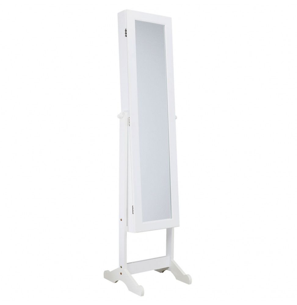 Armoire à bijoux sur pieds - L 37,5 cm x l 34cm x H 145 cm - Blanc