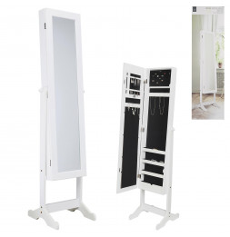 Armoire à bijoux sur pieds - L 37,5 cm x l 34cm x H 145 cm - Blanc