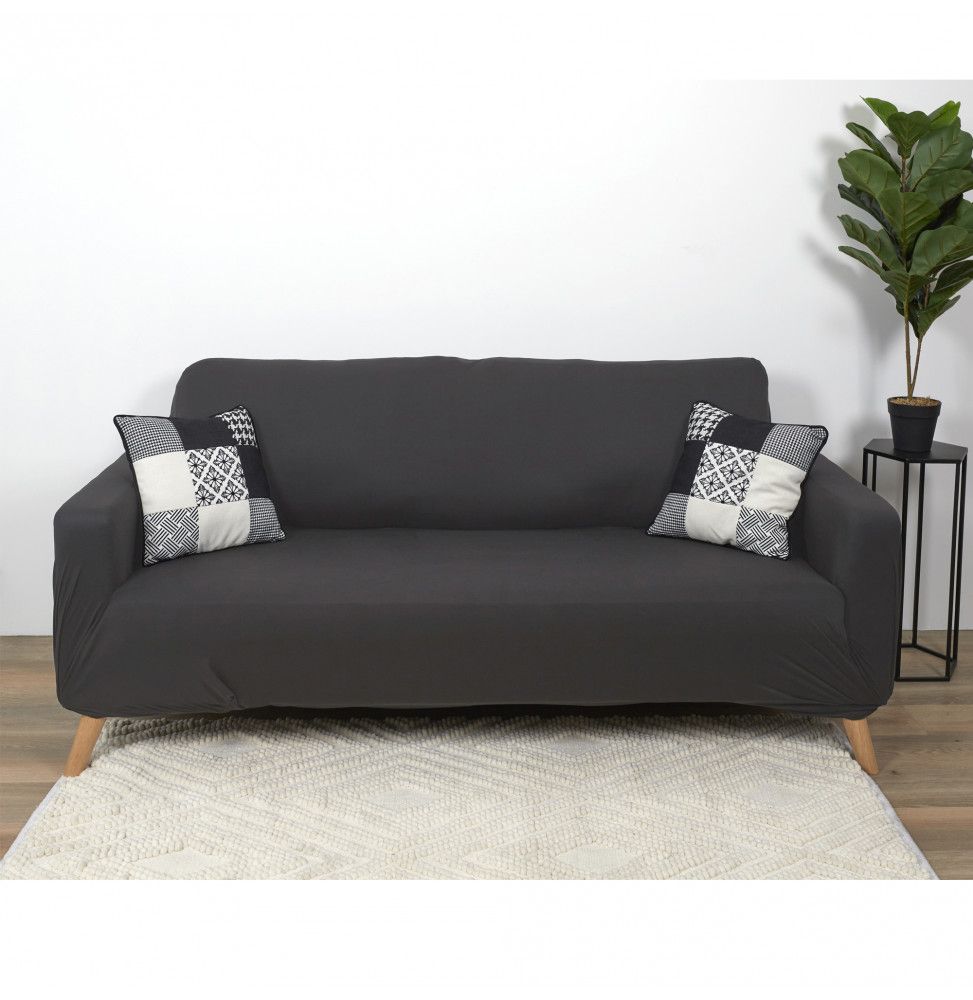 Housse de canapé extensible - Trois places - L 230 cm x l 80 x H 85 cm - Gris