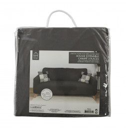 Housse de canapé extensible - Trois places - L 230 cm x l 80 x H 85 cm - Gris
