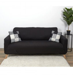 Housse de canapé extensible - Trois places - L 230 cm x l 80 x H 85 cm - Noir