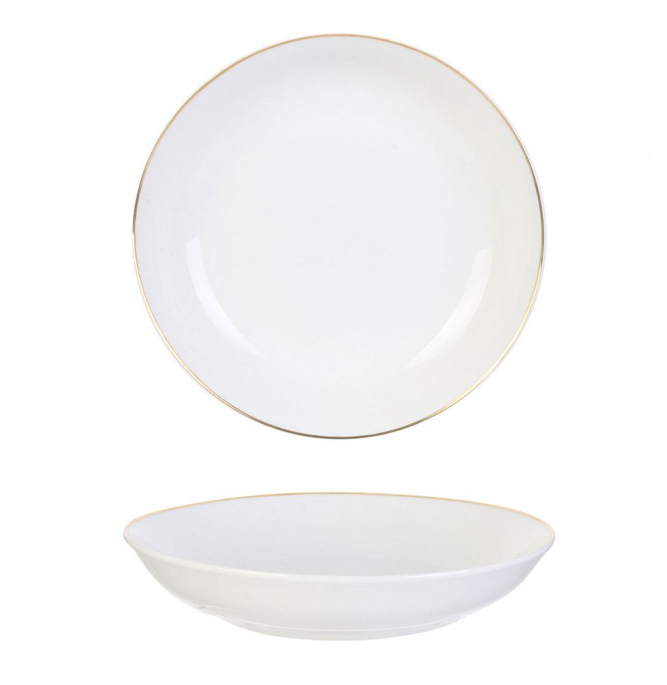 Lot de 4 assiettes liséré Doré - D 21 cm - Blanc