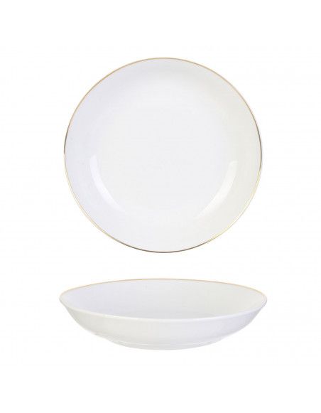 Lot de 4 assiettes liséré Doré - D 21 cm - Blanc