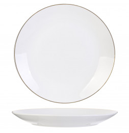 lot de 4 assiettes liséré Doré - D 26 cm - Blanc