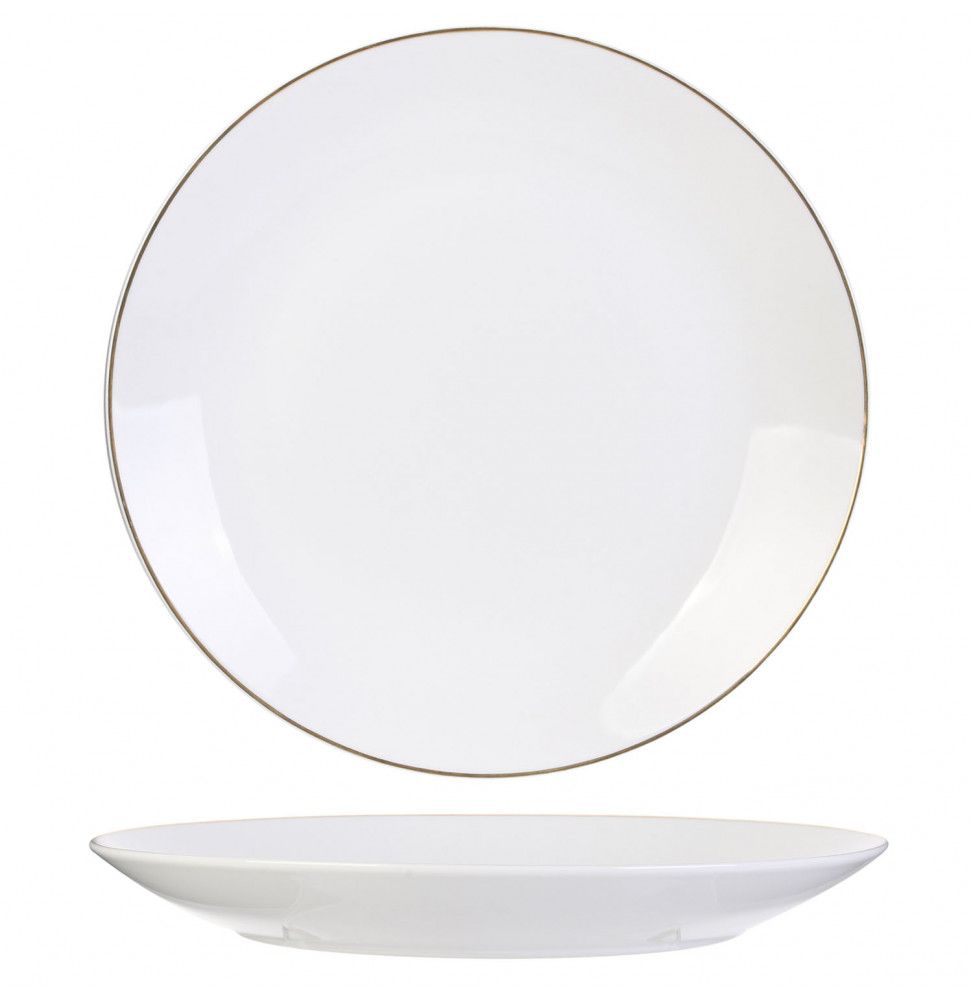 lot de 4 assiettes liséré Doré - D 26 cm - Blanc