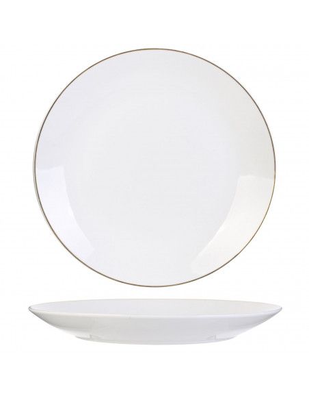 lot de 4 assiettes liséré Doré - D 26 cm - Blanc