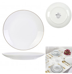 lot de 4 assiettes liséré Doré - D 26 cm - Blanc