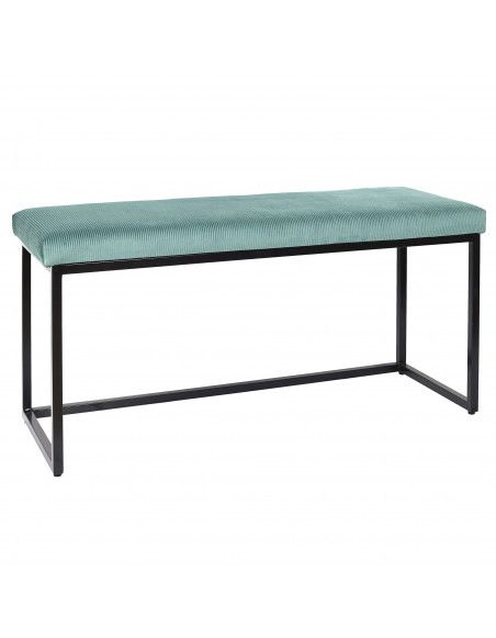 Banquette en velours côtelé - L 100 cm x l 38 cm x H 48 cm - Giulia - Bleu