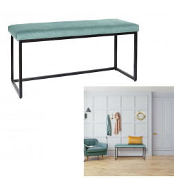 Banquette en velours côtelé - L 100 cm x l 38 cm x H 48 cm - Giulia - Bleu