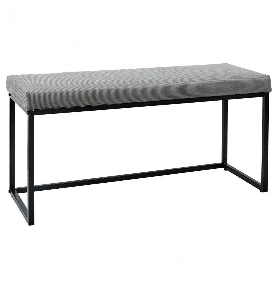 Banquette en velours côtelé - L 100 cm x l 38 cm x H 48 cm - Giulia - Gris