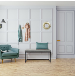 Banquette en velours côtelé - L 100 cm x l 38 cm x H 48 cm - Giulia - Gris