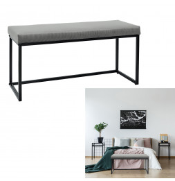 Banquette en velours côtelé - L 100 cm x l 38 cm x H 48 cm - Giulia - Gris