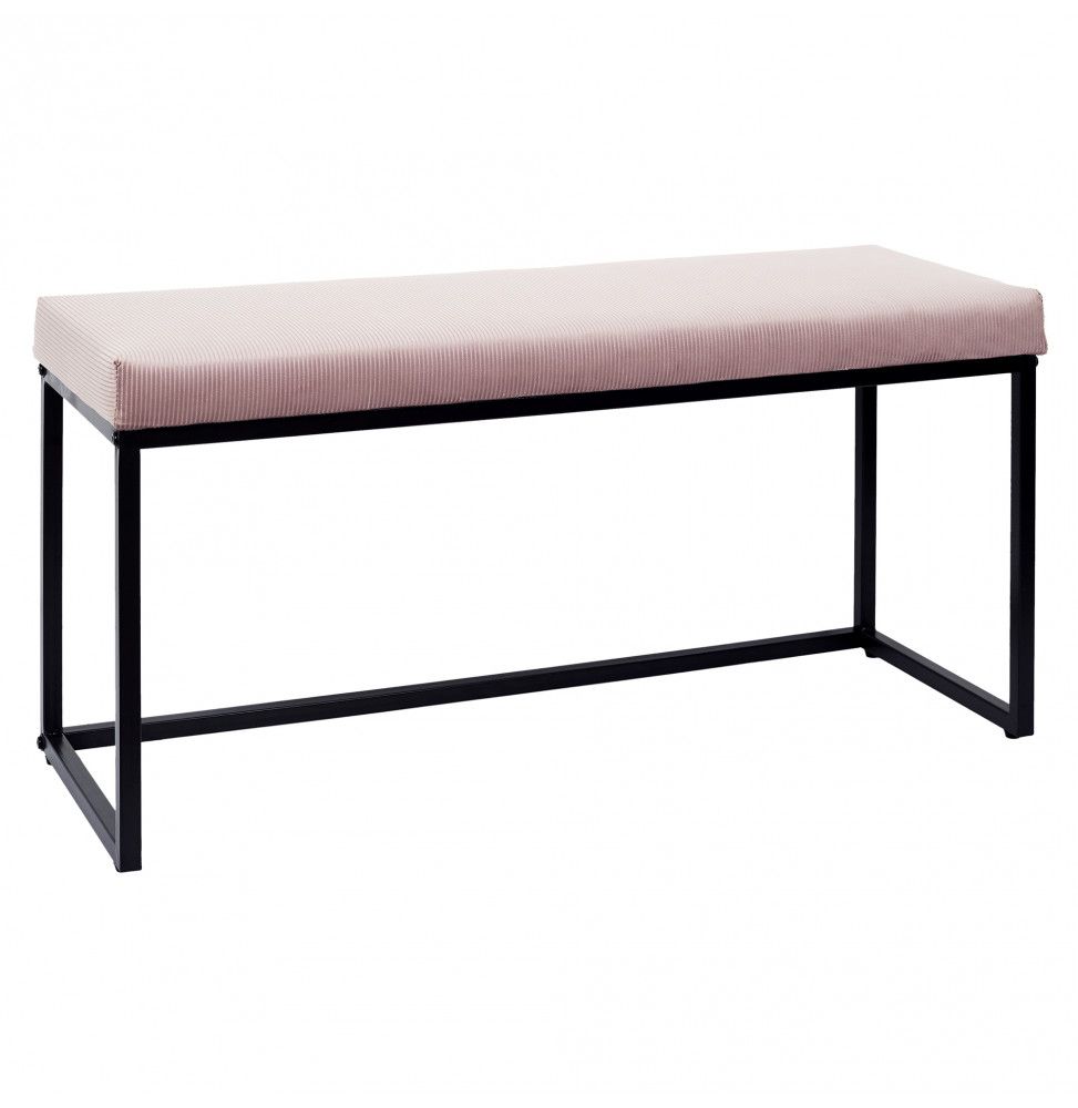 Banquette en velours côtelé - L 100 cm x l 38 cm x H 48 cm - Giulia - Rose