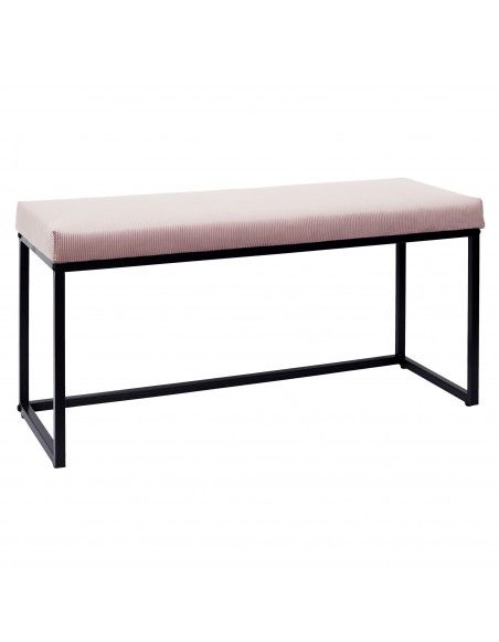 Banquette en velours côtelé - L 100 cm x l 38 cm x H 48 cm - Giulia - Rose