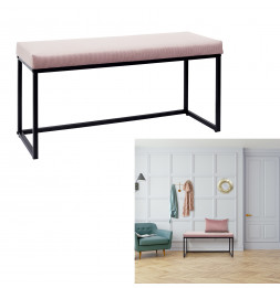 Banquette en velours côtelé - L 100 cm x l 38 cm x H 48 cm - Giulia - Rose