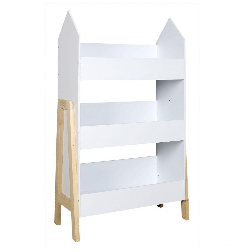 Bibliothèque en bois - L 60 cm x l 27 cm H 100 cm - Gabriel - Blanc