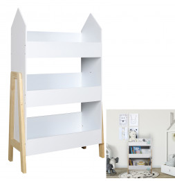 Bibliothèque en bois - L 60 cm x l 27 cm H 100 cm - Gabriel - Blanc