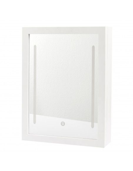 Armoire murale - Miroir LED - L 30,4 cm x l 8,6 cm x H 40 cm - Blanc