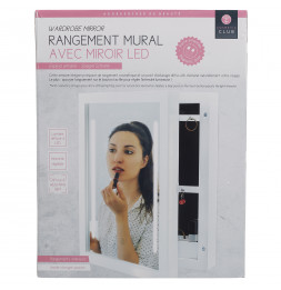 Armoire murale - Miroir LED - L 30,4 cm x l 8,6 cm x H 40 cm - Blanc