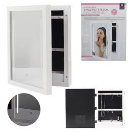 Armoire murale - Miroir LED - L 30,4 cm x l 8,6 cm x H 40 cm - Blanc