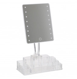 Miroir - Lumineux, tactile avec rangement - L 24,3 cm x l 15,7 cm x H 3,7 cm