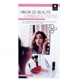 Miroir - Lumineux, tactile avec rangement - L 24,3 cm x l 15,7 cm x H 3,7 cm