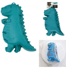 Moule à gâteaux en silicone- Dinosaure - L 28 cm x l 23,5 cm - Bleu