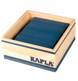 Kapla - Carré de 40 planchettes en bois - Bleu foncé