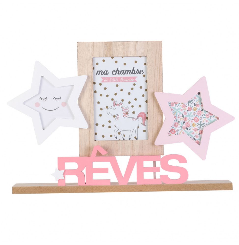 Cadre photo pêle-mêle - Etoiles - Filles - L 40 cm x H 28 cm