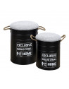 Lot de 2 poufs gigognes - Baril Dock - Noir