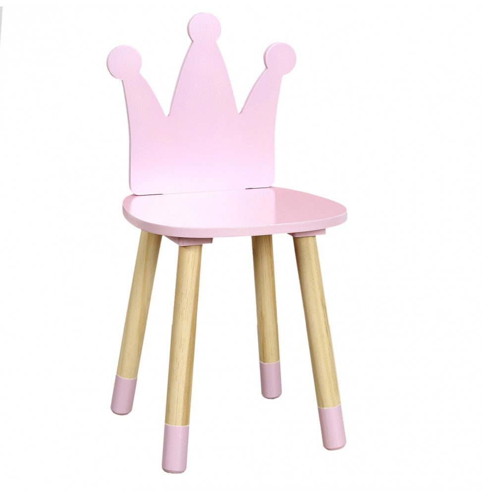 Chaise couronne - Enfant - 28 x 28 cm x H 54 cm - Rose