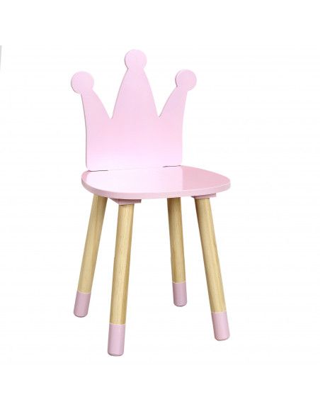 Chaise couronne - Enfant - 28 x 28 cm x H 54 cm - Rose