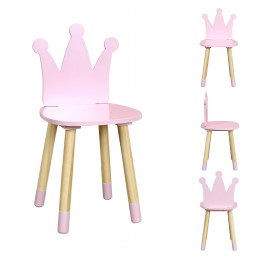 Chaise couronne - Enfant - 28 x 28 cm x H 54 cm - Rose