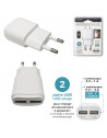 Adaptateur secteur avec double port USB - Blanc