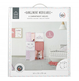 Rangement modulable - 6 cubes - L 60 x l 30 cm x H 90 cm - Rose