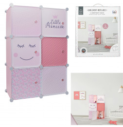 Rangement modulable - 6 cubes - L 60 x l 30 cm x H 90 cm - Rose